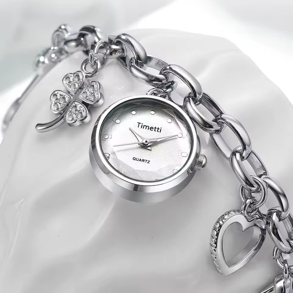The Octagon Charm Chain White Silver| Rosefield Official Silver Charm Bracelet Watch